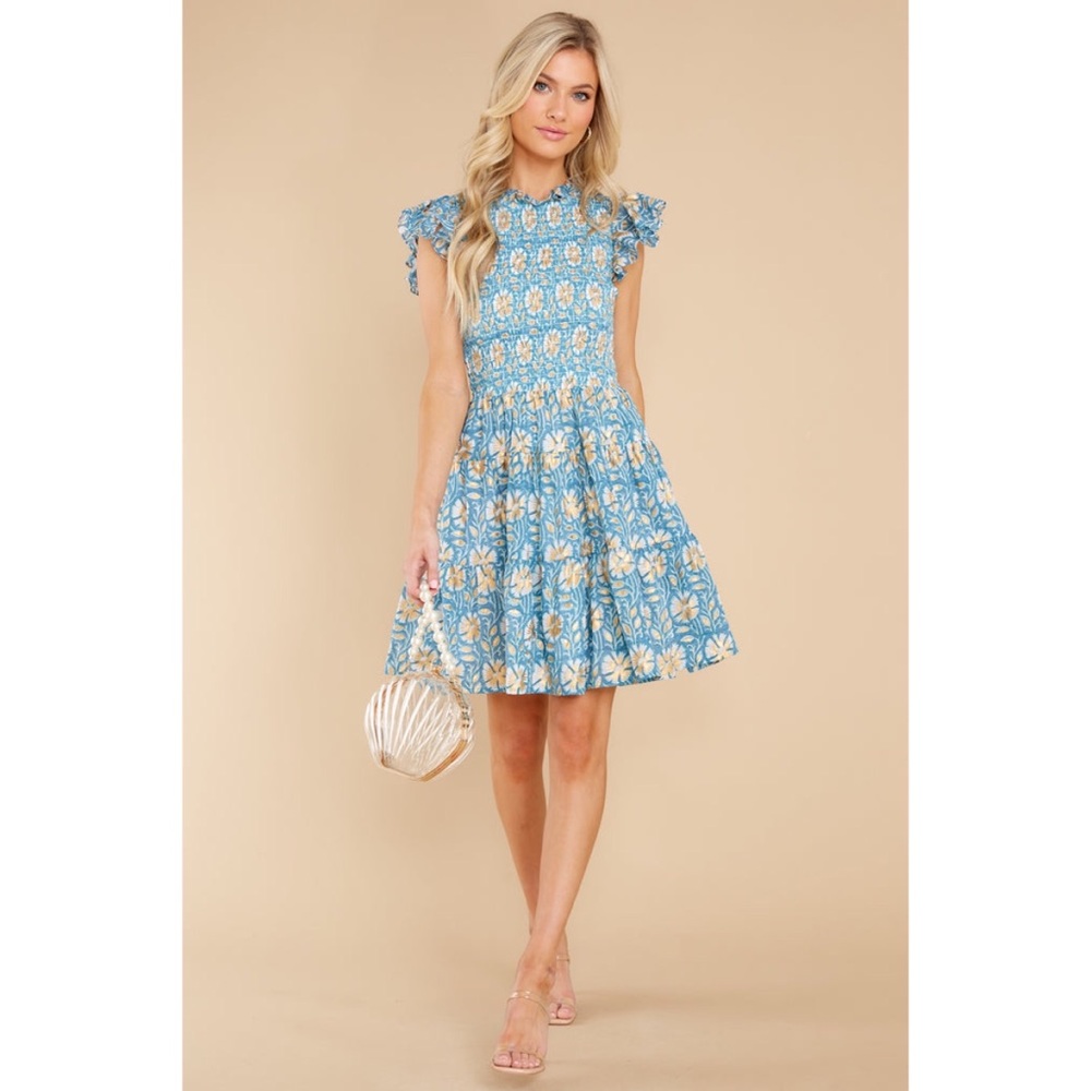 Oliphant Smocked Flirty Shirt Dress